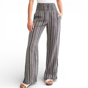 Billabong Wide Leg Beach Pants Size Small Pull On Stretch Black White